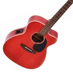 Ditson 10 Series 000 With Cutaway + EQ - Translucent Dark Red Acoustic Guitars