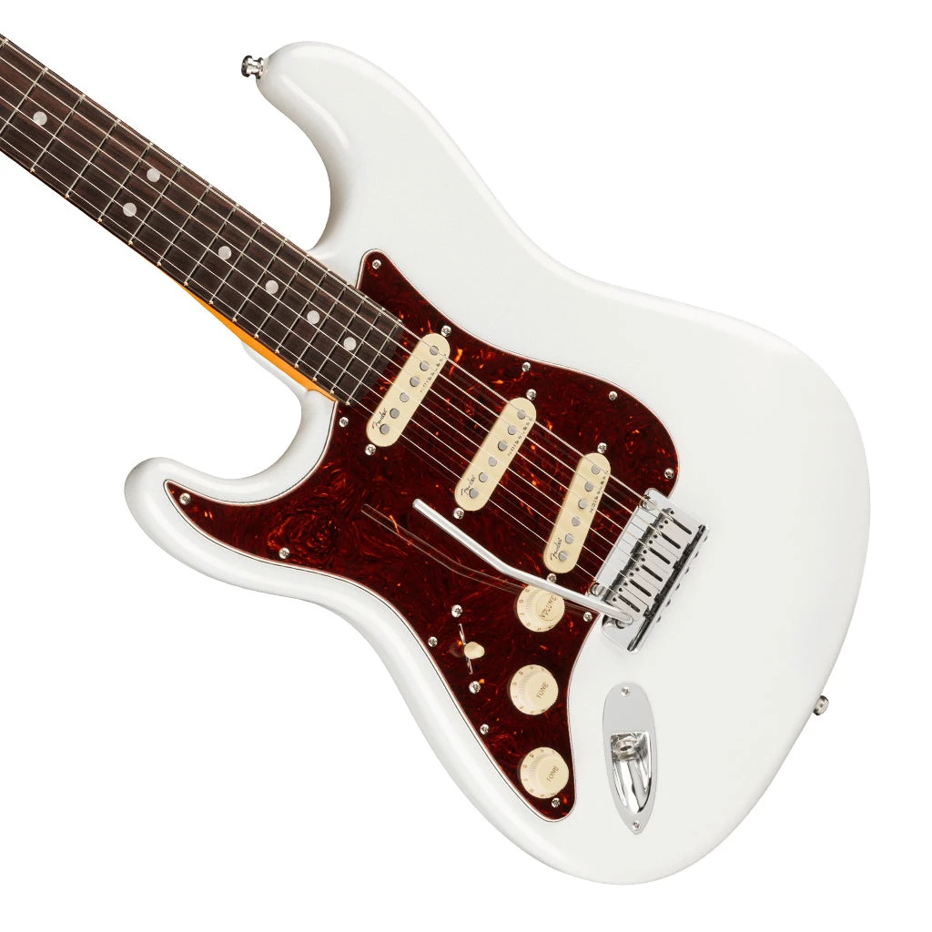 Fender - American Ultra Stratocaster® Left-Hand, Rosewood Fingerboard, Arctic Pearl Electric Guitars