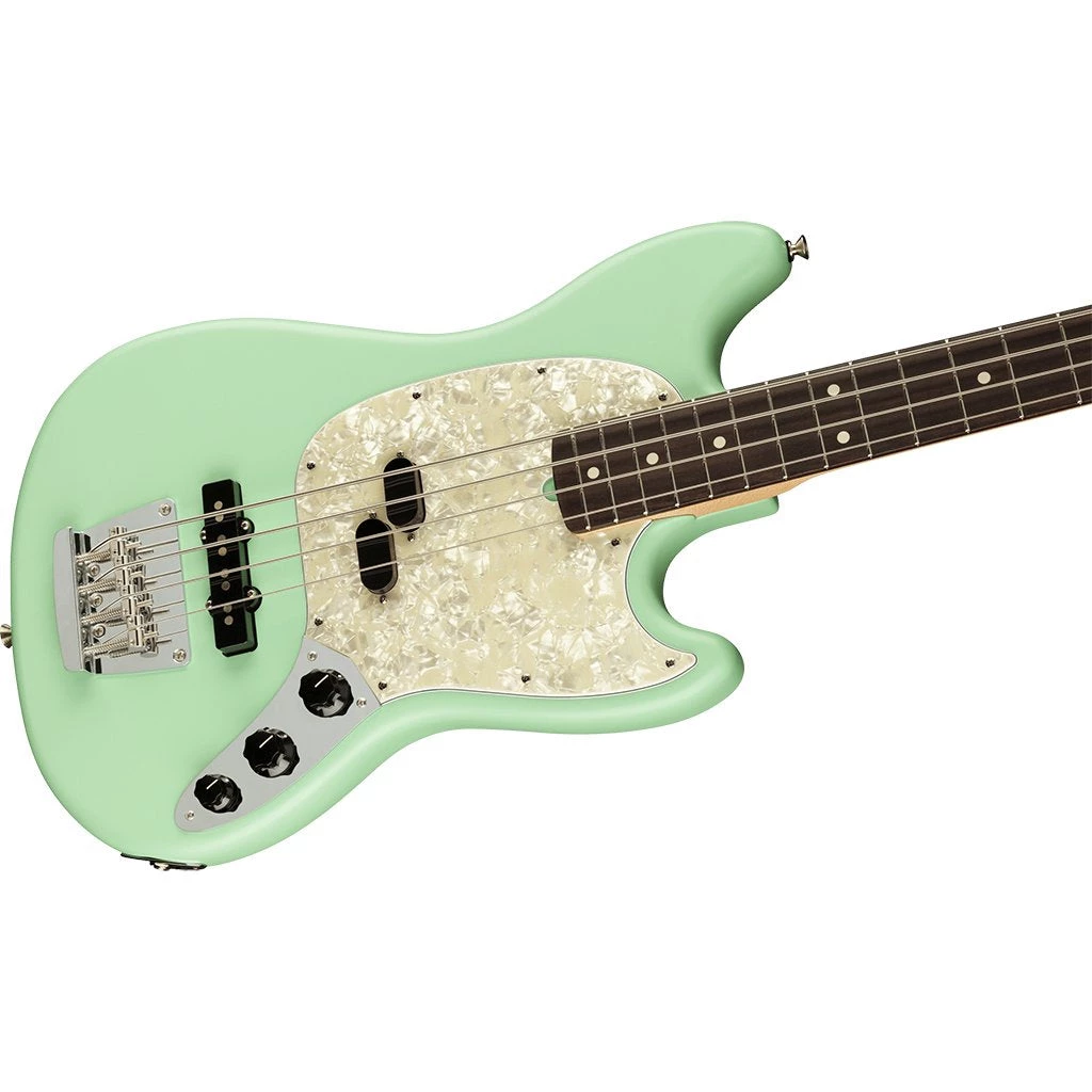 Fender American Performer Mustang Bass - Satin Surf Green - Rosewood Fretboard Bass Guitars