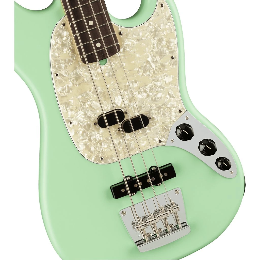 Fender American Performer Mustang Bass - Satin Surf Green - Rosewood Fretboard Bass Guitars