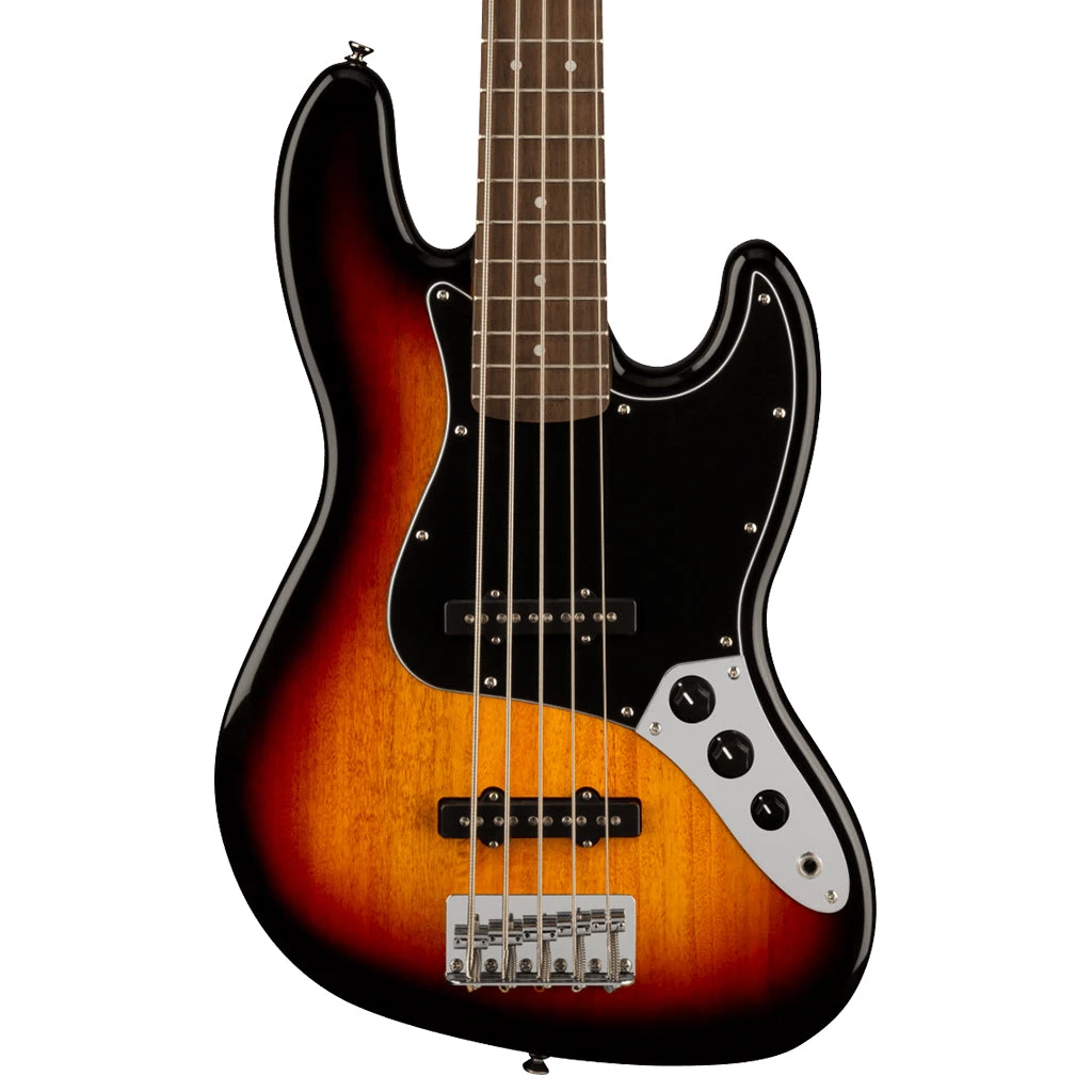 Squier - Affinity Series™ Jazz Bass® V, Laurel Fingerboard, Black Pickguard, 3-Color Sunburst Bass Guitars