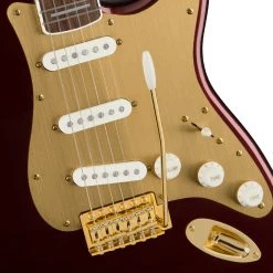 Squier 40th Anniversary Stratocaster®, Gold Edition, Laurel FB, Ruby Red Metallic Electric Guitars