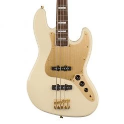 Squier 40th Anniversary Jazz Bass®, Gold Edition, Laurel FB, Olympic White Bass Guitars