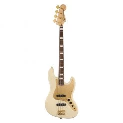Squier 40th Anniversary Jazz Bass®, Gold Edition, Laurel FB, Olympic White Bass Guitars