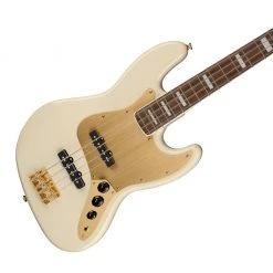Squier 40th Anniversary Jazz Bass®, Gold Edition, Laurel FB, Olympic White Bass Guitars