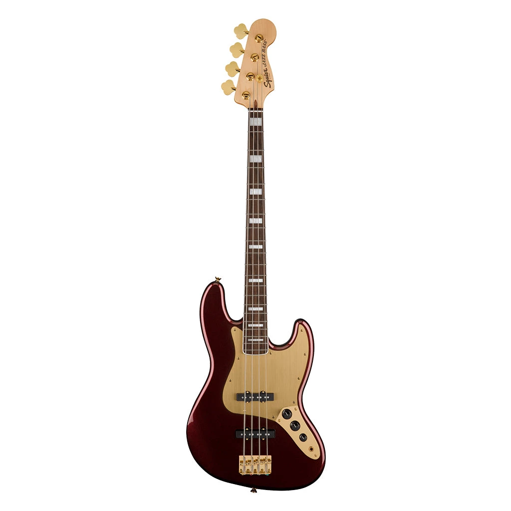 Bass Guitars Squier 40th Anniversary Jazz Bass®, Gold Edition, Laurel FB, Ruby Red Metallic