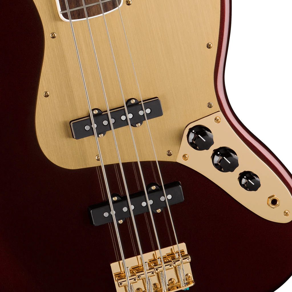 Bass Guitars Squier 40th Anniversary Jazz Bass®, Gold Edition, Laurel FB, Ruby Red Metallic