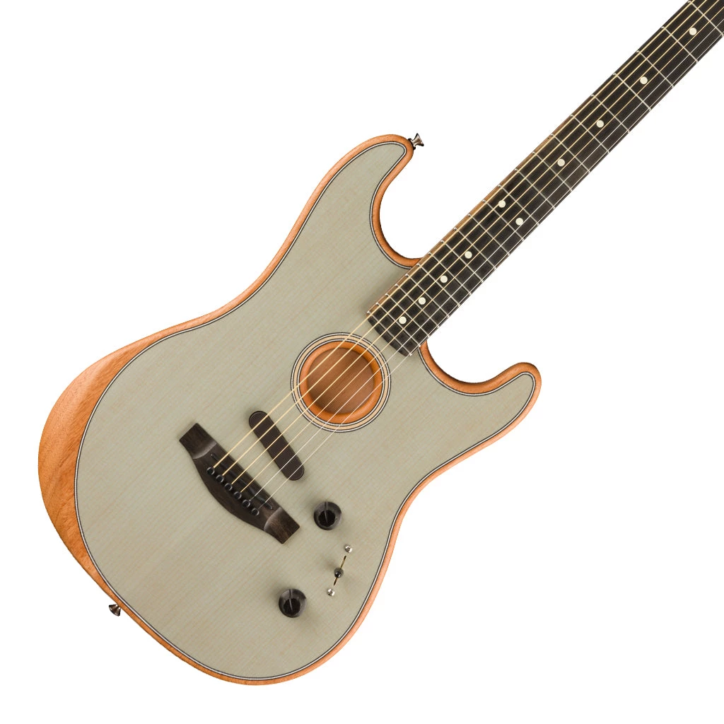 Fender American Acoustasonic® Strat®, Ebony Fingerboard, Transparent Sonic Blue Acoustic Guitars