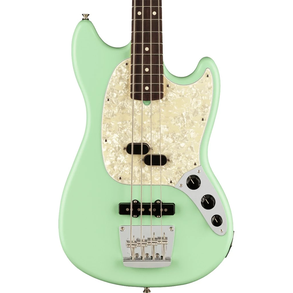 Fender American Performer Mustang Bass - Satin Surf Green - Rosewood Fretboard Bass Guitars