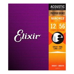 See All Elixir 16077 - Nanoweb Phosphor Bronze Light - Medium 12-56 Acoustic Guitar Strings