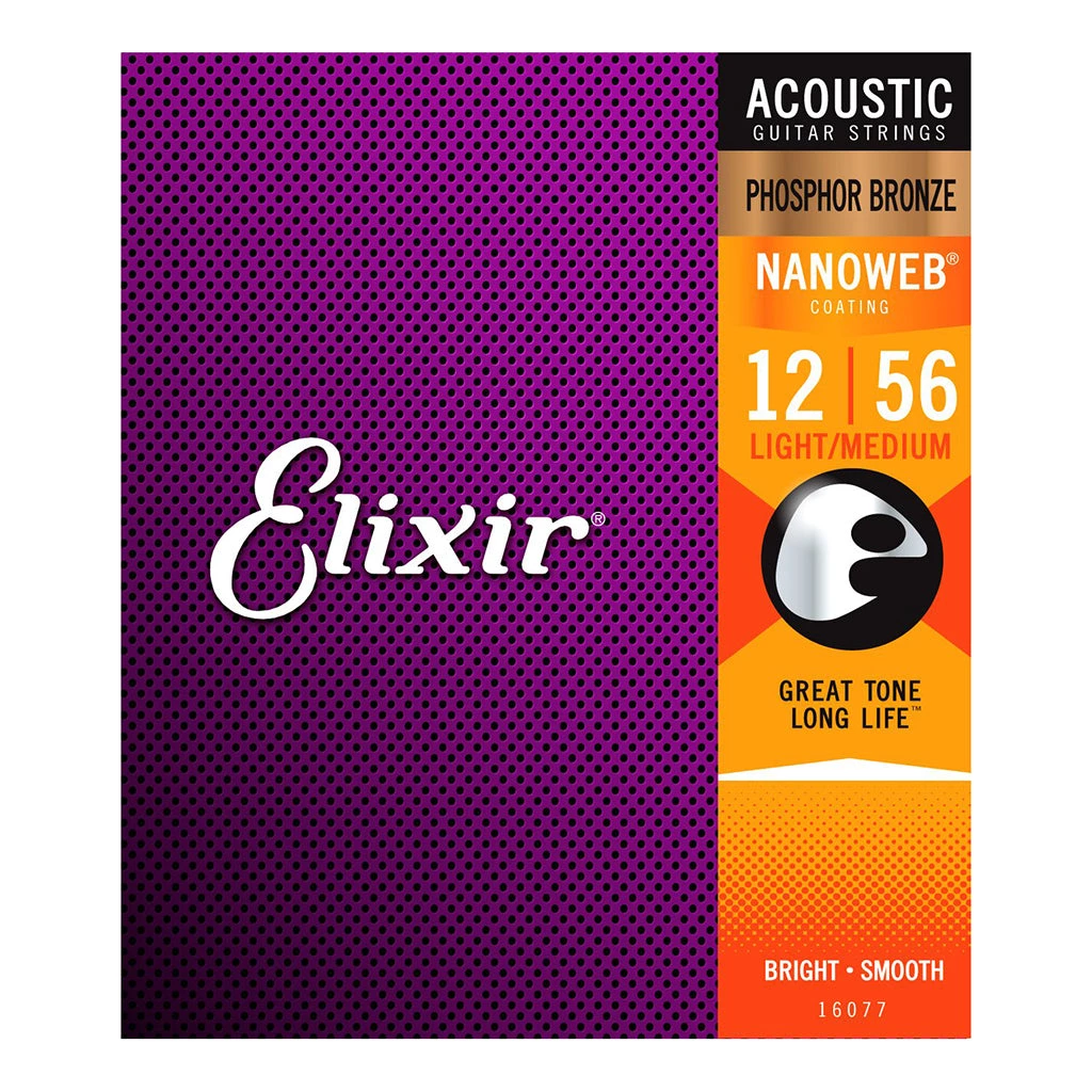 See All Elixir 16077 - Nanoweb Phosphor Bronze Light - Medium 12-56 Acoustic Guitar Strings
