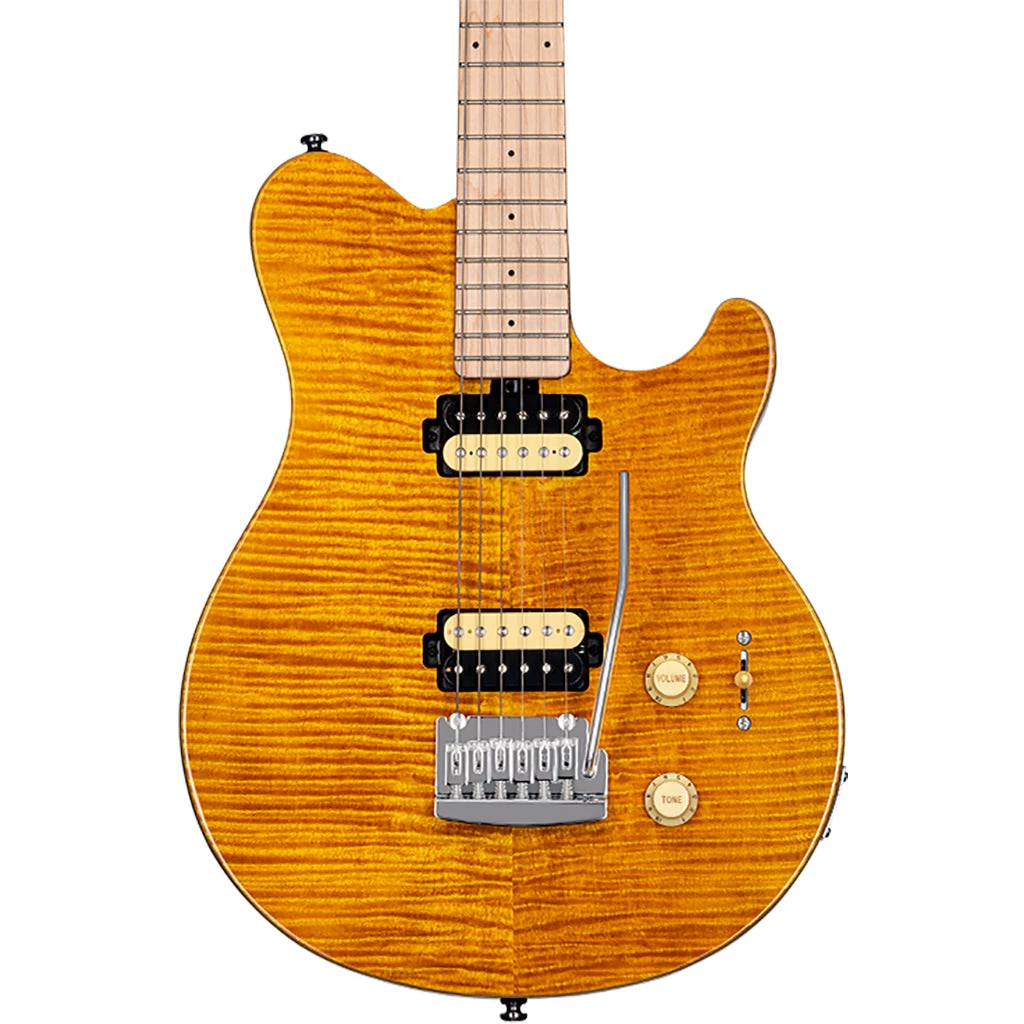 Sterling By Music Man Electric Guitars Sterling AX3FM -TGD-M1 Transparent Gold/Flame Maple Top