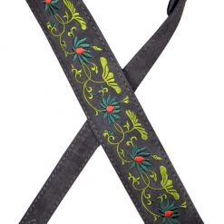 Colonial Leather DSS-ED17 Double Suede Embroidered Strap - Flower And Leaf Brown 2