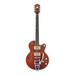 Electric Guitars Gretsch - G6659TFM Players Edition Broadkaster® Jr. Center Block Single-Cut With String-Thru Bigsby® And Flame Maple - Bourbon Stain
