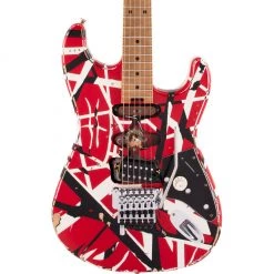 Electric Guitars EVH - Striped Series Frankie - Maple Fingerboard - Red With Black Stripes Relic