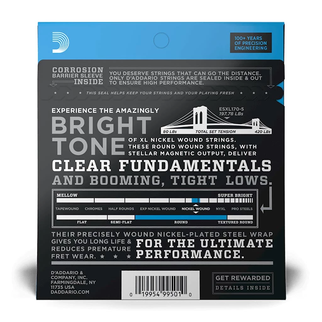 See All D'Addario - EXL170-5 - 45-130 5 String - Bass Strings