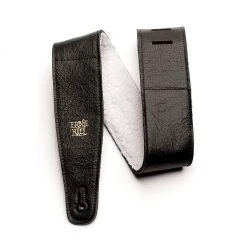 See All Ernie Ball E4137 Strap - Black Italian Leather With Fur