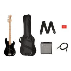 Squier Affinity Series™ Precision Bass® PJ Pack, Maple Fingerboard, Black, Gig Bag, Rumble 15 - 240V AU