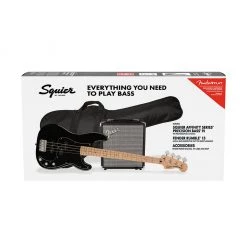 Squier Affinity Series™ Precision Bass® PJ Pack, Maple Fingerboard, Black, Gig Bag, Rumble 15 - 240V AU