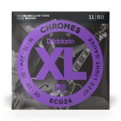 See All D'Addario - ECG24 - Chrome Jazz Light 11-50 Flat Wound - Electric Guitar Strings