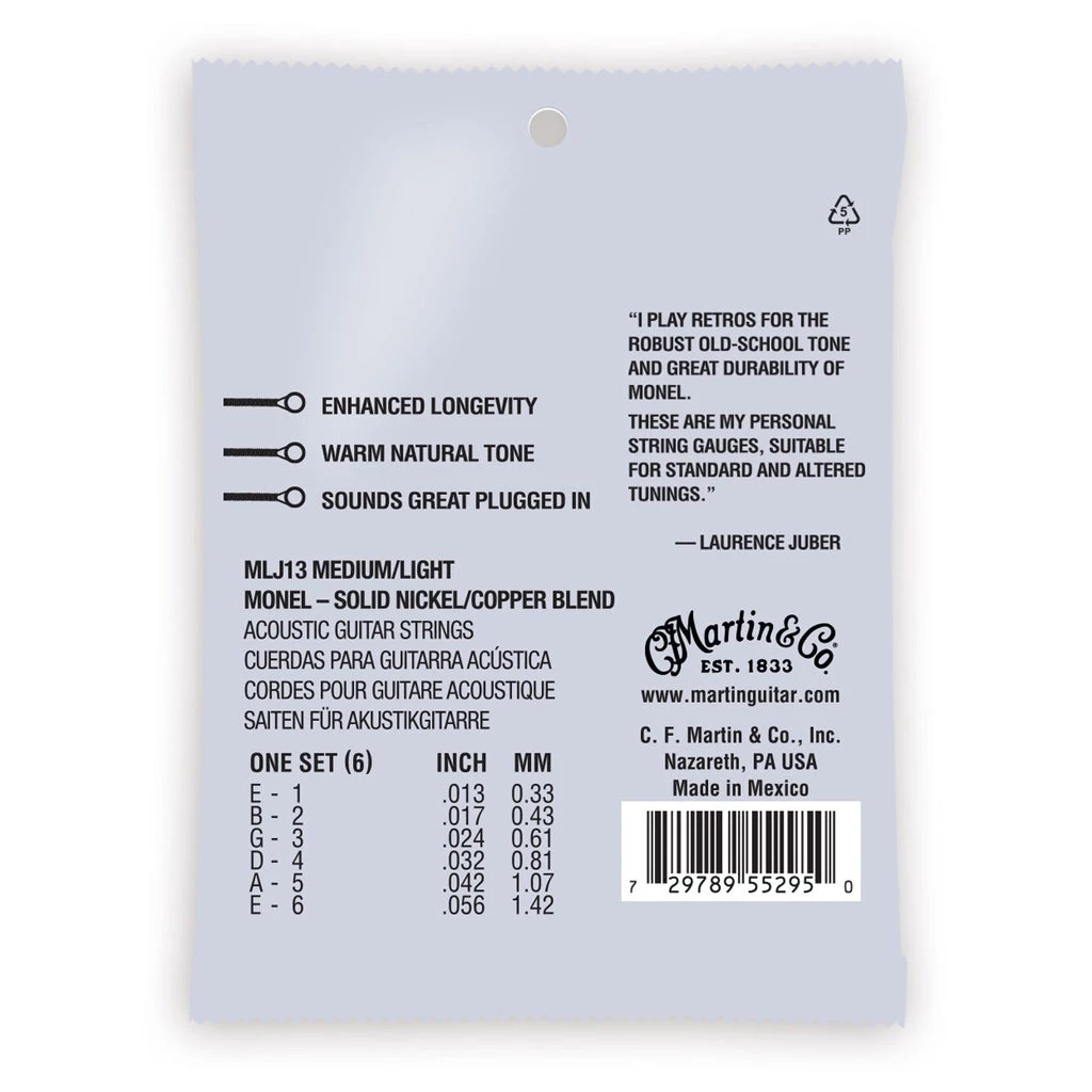 Martin Retro Strings Medium/Light Monel 13-56 Guitar & Bass Strings