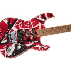 Electric Guitars EVH - Striped Series Frankie - Maple Fingerboard - Red With Black Stripes Relic