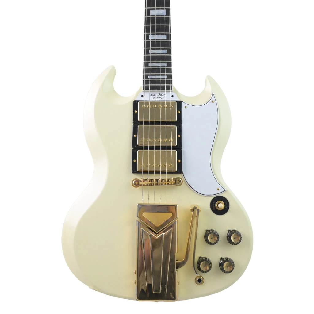Electric Guitars Gibson Custom Shop - 60th Anniversary 1961 Les Paul SG Custom W/Sideways Vibrola - Polaris White