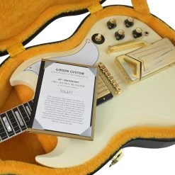 Electric Guitars Gibson Custom Shop - 60th Anniversary 1961 Les Paul SG Custom W/Sideways Vibrola - Polaris White