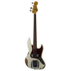Fender Custom Shop 1960 Heavy Relic Jazz Bass - Aged Olympic White - Rosewood Fretboard Bass Guitars