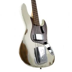 Fender Custom Shop 1960 Heavy Relic Jazz Bass - Aged Olympic White - Rosewood Fretboard Bass Guitars