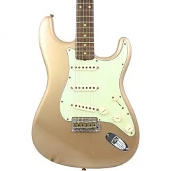 Electric Guitars Fender Custom Shop 1961 Stratocaster Journeyman Relic - Faded Shoreline Gold - Rosewood Fretboard