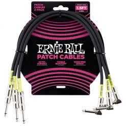 Ernie Ball E6076 - Straight/Angle Patch Cable 3-Pack - Black - 1.5ft