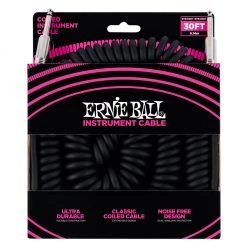 See All Ernie Ball E6044 Straight/Straight Coiled Instrument Cable - Black - 30ft