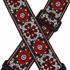 Colonial Leather - Jacquard Rag Strap - Red Flower See All