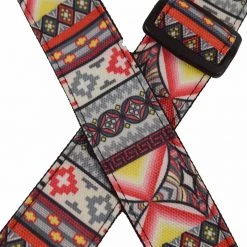 Colonial Leather - Ukulele Jacquard Strap - Hour Glass Pink Grey See All