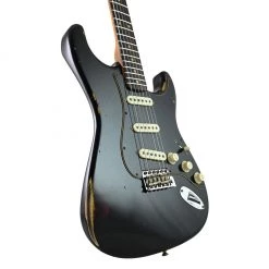 Fender Custom Shop - Limited Edition Dual-Mag II Strat Relic - Rosewood Fingerboard - Aged Black Over 3-Colour Sunburst