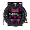 Ernie Ball E6086 - 18' Black Braided Guitar Cable - Straight/Angle See All