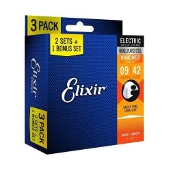 Elixir 16540 Nanoweb Electric 9-42 - 3 Pack - Super Light