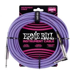 Ernie Ball E6069 - 25ft Straight/Angled Cable Braid Purple/Blue See All