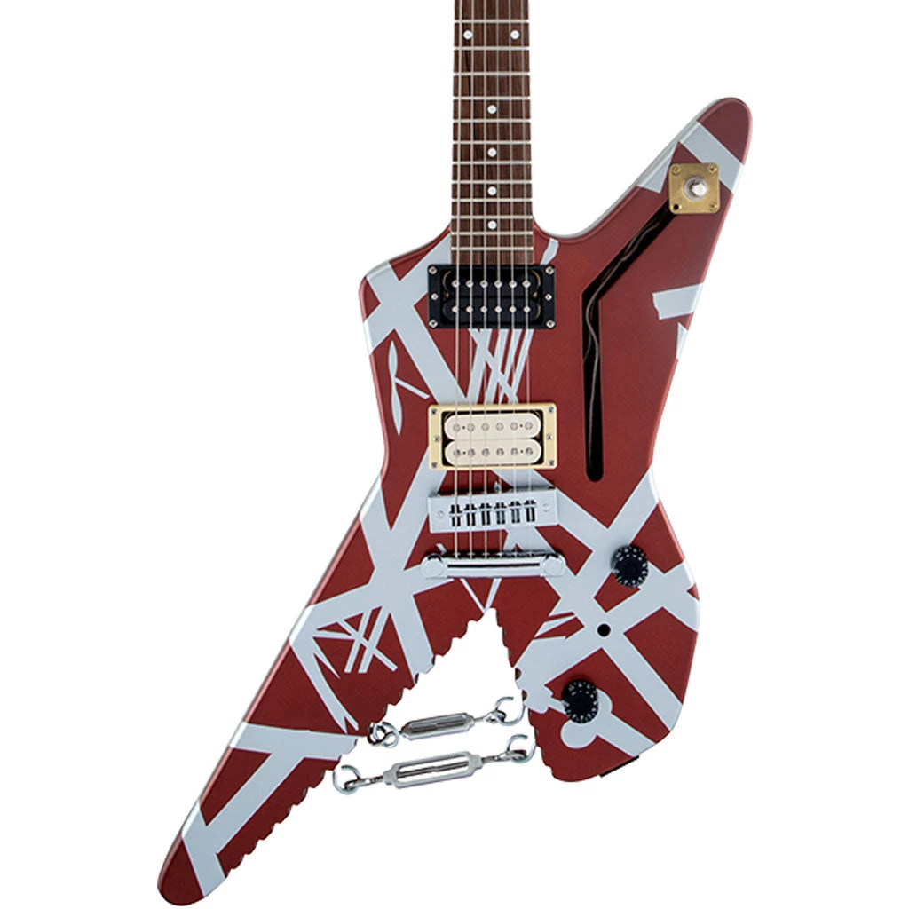 EVH Striped Series Shark - Burgundy With Silver Stripes