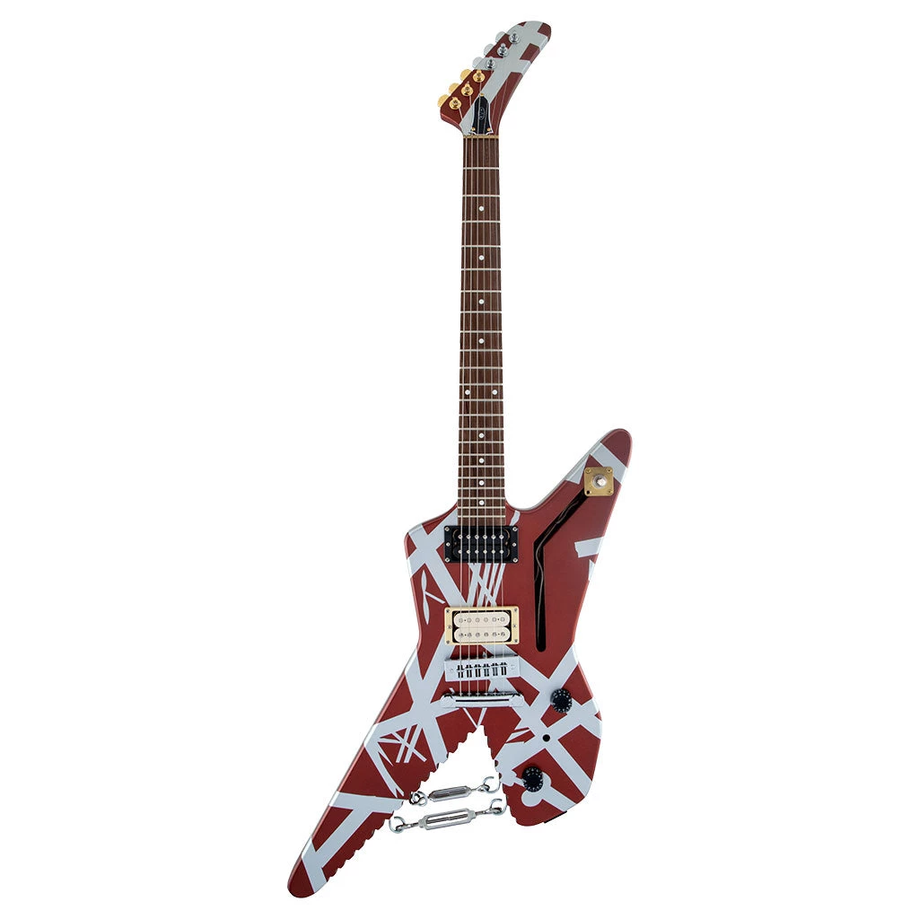 EVH Striped Series Shark - Burgundy With Silver Stripes