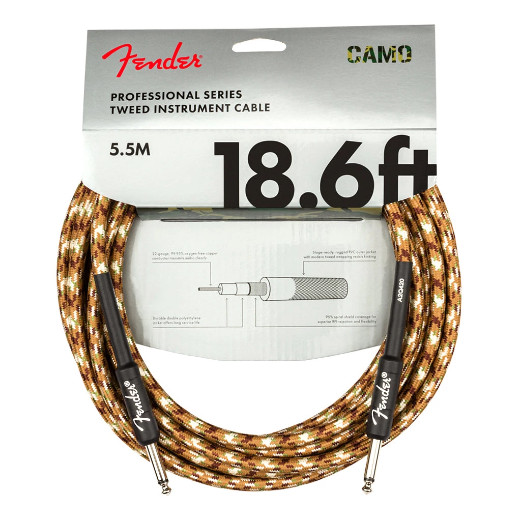 Fender - Professional Series Instrument Cable, Straight/Straight, 18.6', Desert Camo
