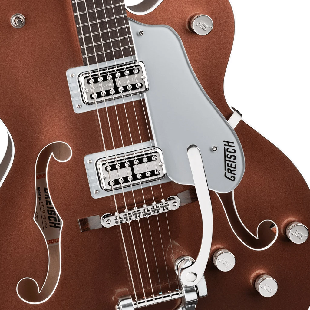 Gretsch - G6118T Players Edition Anniversary™ Hollow Body With String-Thru Bigsby® - Two-Tone Copper Metallic/Sahara Metallic Electric Guitars