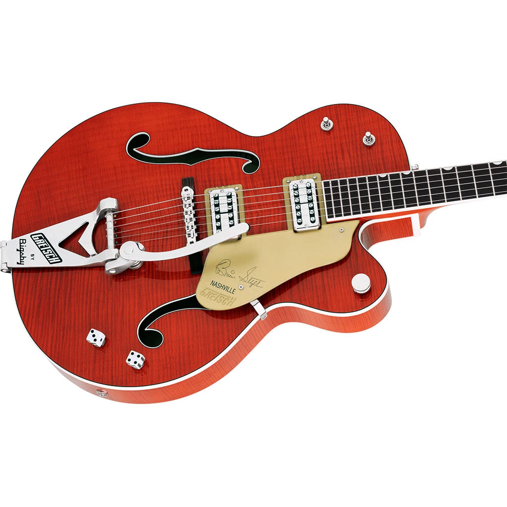 Gretsch G6120TFM-BSNV Brian Setzer Signature Nashville® Hollow Body With Bigsby® And Flame Maple, Ebony Fingerboard, Orange Stain Electric Guitars