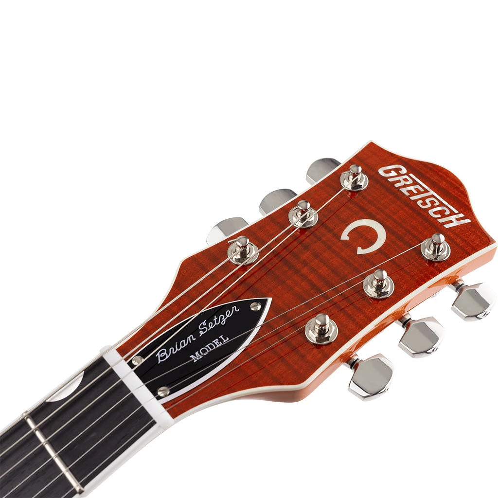 Gretsch G6120TFM-BSNV Brian Setzer Signature Nashville® Hollow Body With Bigsby® And Flame Maple, Ebony Fingerboard, Orange Stain Electric Guitars