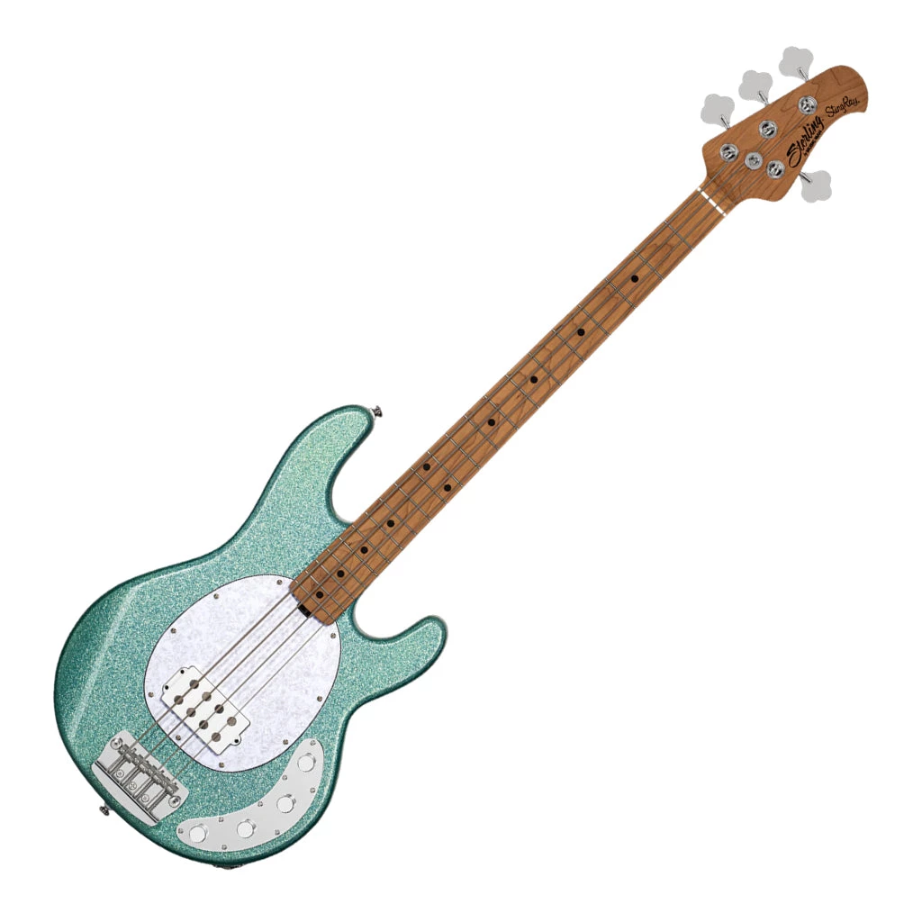 Sterling By Music Man Sterling Stingray RAY34 - Seafoam Sparkle - Roasted Maple Electric Guitars