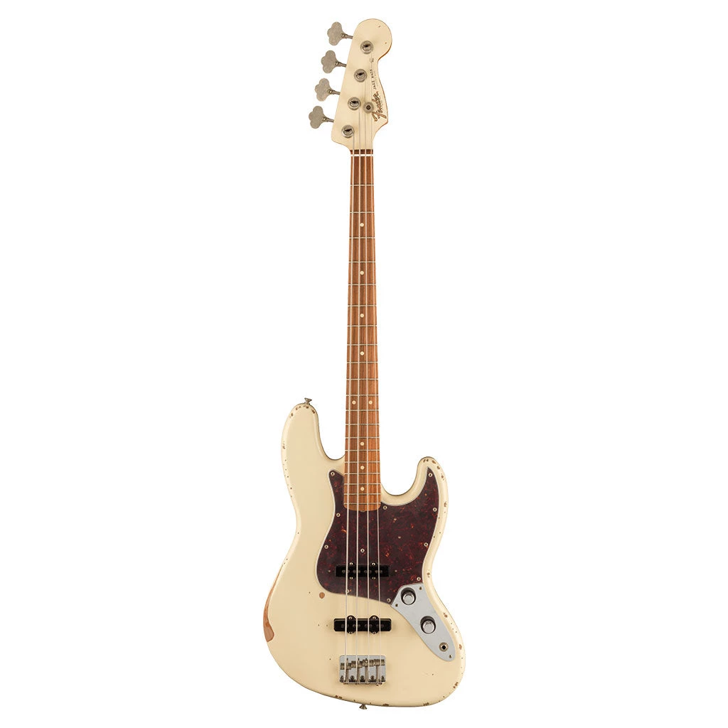 Bass Guitars Fender 60th Anniversary Road Worn 60's Jazz Bass - Olympic White - Pau Ferro Fretboard