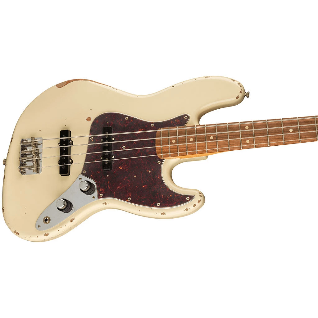 Bass Guitars Fender 60th Anniversary Road Worn 60's Jazz Bass - Olympic White - Pau Ferro Fretboard