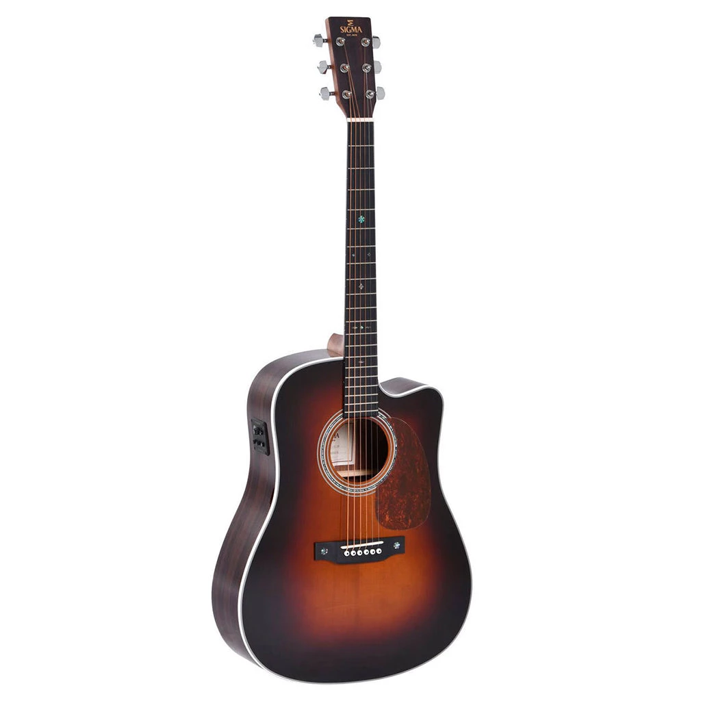 Sigma - DTC-1E-SB Acoustic Guitar W/ Solid Spruce Top Cutaway & Pickup - Sunburst
