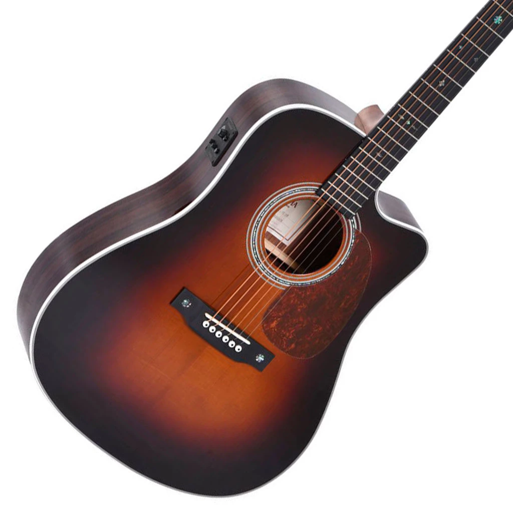 Sigma - DTC-1E-SB Acoustic Guitar W/ Solid Spruce Top Cutaway & Pickup - Sunburst
